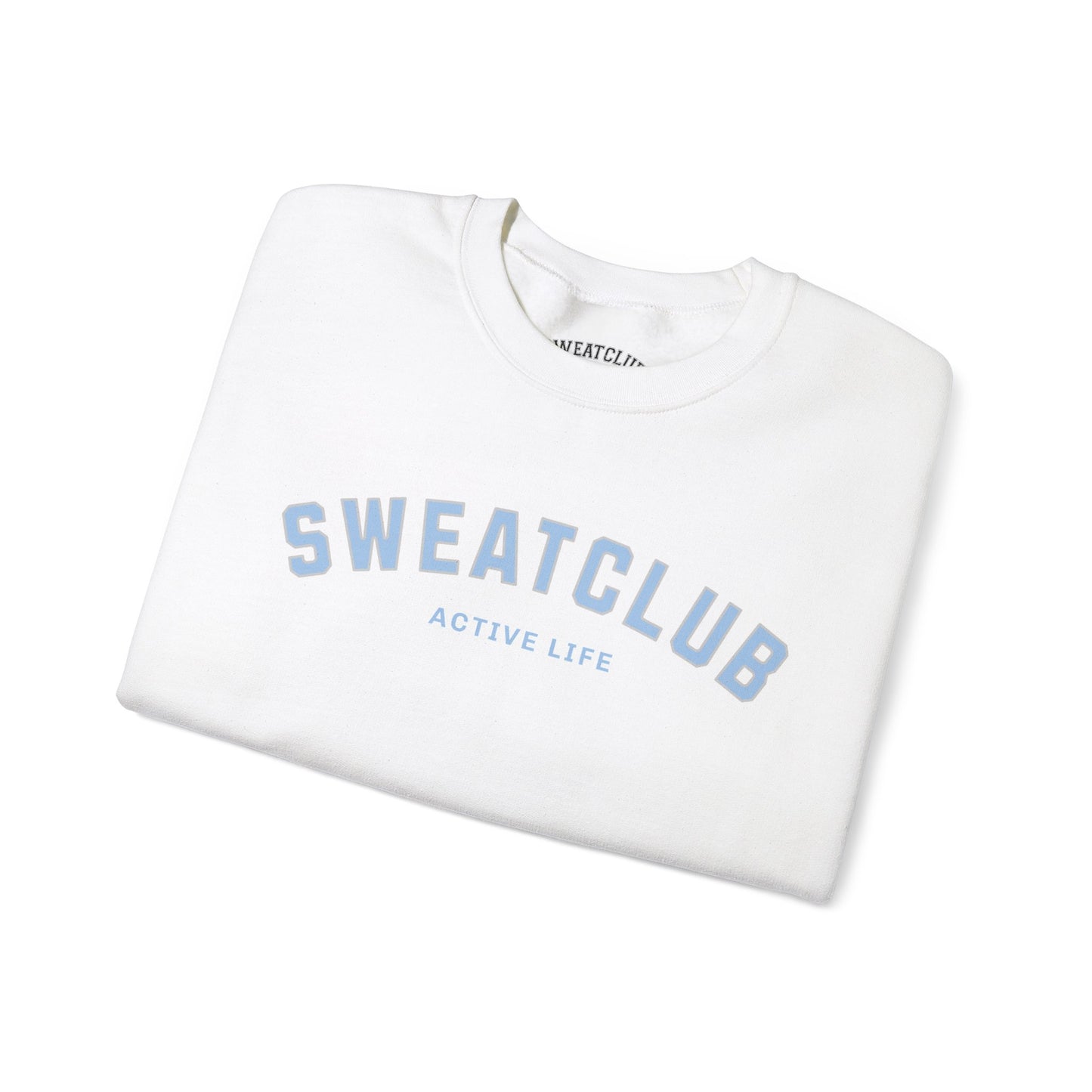 SweatClub Active Life Heavy Blend™ Crewneck Sweatshirt - Sky Blue & White