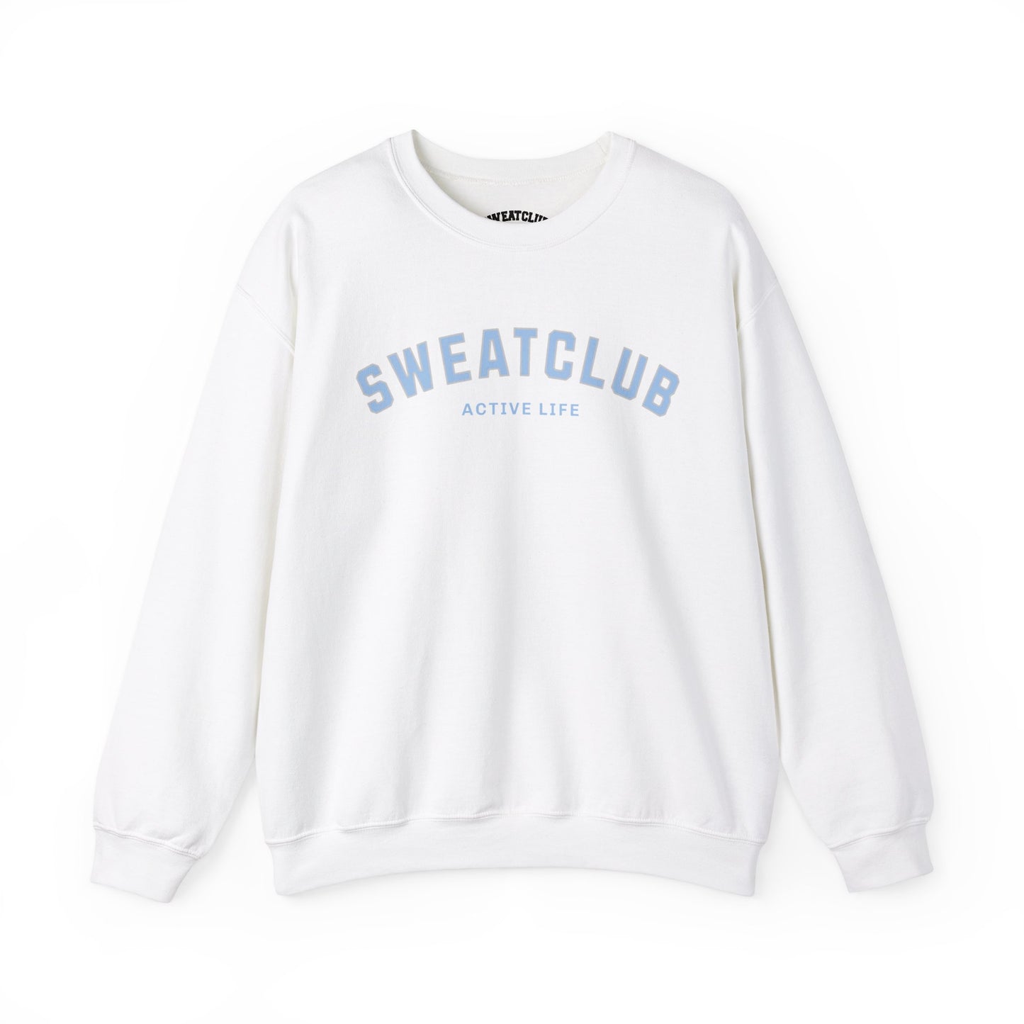 SweatClub Active Life Heavy Blend™ Crewneck Sweatshirt - Sky Blue & White