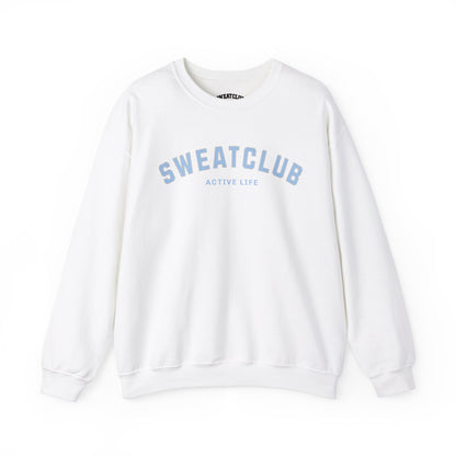 SweatClub Active Life Heavy Blend™ Crewneck Sweatshirt - Sky Blue & White
