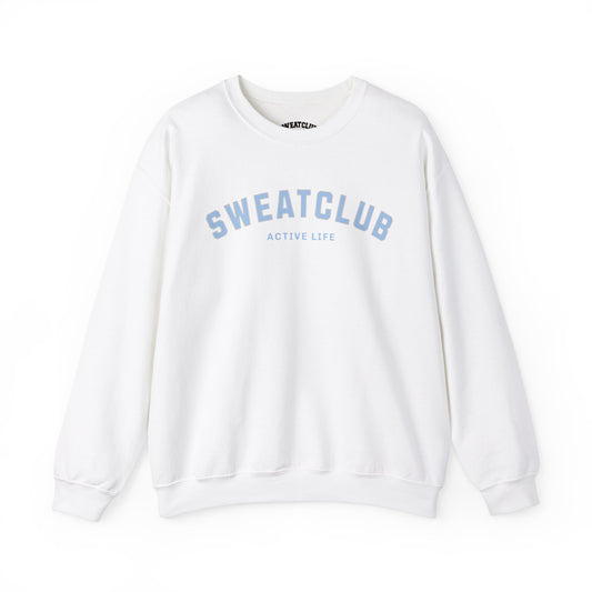 SweatClub Active Life Heavy Blend™ Crewneck Sweatshirt - Sky Blue & White